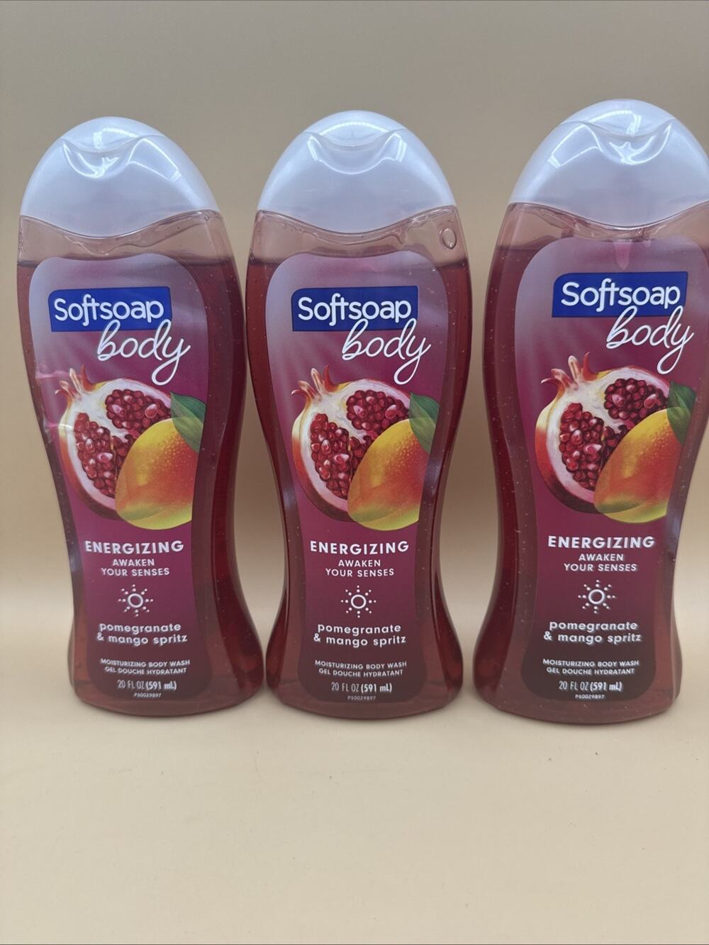 Softsoap Body Wash Pomegranate Mango Spritz 20 fl oz Moisturizing 3Pk